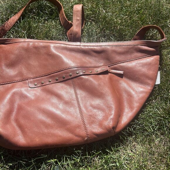 NWT ASHWOOD By Harrods Bison Genuine Leather Large Handbag Cognac Retail $150 - Picture 2 of 13